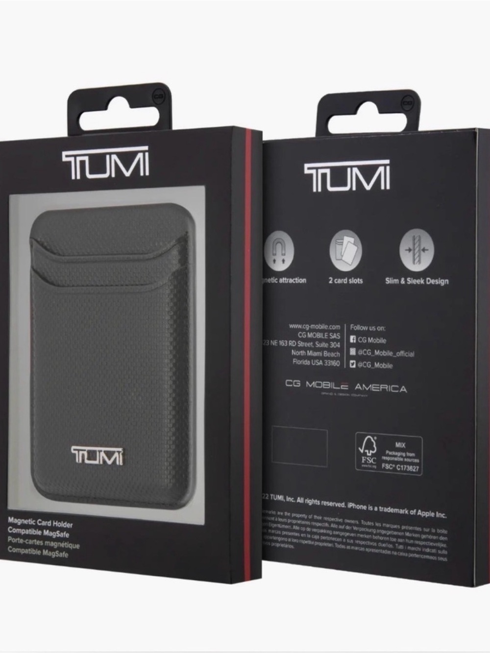 2026 TUMI SLIM LEATHER MAGNETIC CARD MagSafe HOLDER CASE FOR CELL PHONE new!